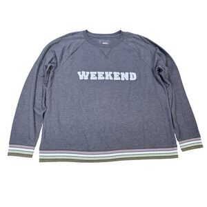 Sonoma Goods For Life Women's Size XXL Blue Gray Weekend Chenille Graphic